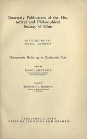 Cover of: Documents relating to Zachariah Cox