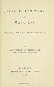 Jerrold, Tennyson and Macaulay by James Hutchison Stirling