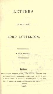 Cover of: Letters of the late Lord Lyttelton.