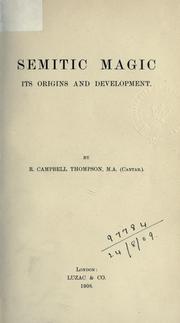 Cover of: Semitic magic: its origins and development.