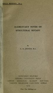 Cover of: Elementary notes on structural botany.