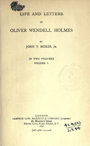 Cover of: Life and letters of Oliver Wendell Holmes. by John Torrey Morse