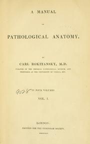 Cover of: manual of pathological anatomy.