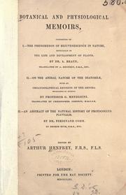 Cover of: Botanical and physiological memoirs by Arthur Henfrey