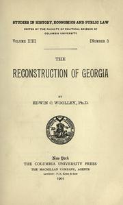 Cover of: The reconstruction of Georgia. by Edwin Campbell Woolley