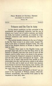 Cover of: Tobacco and its use in Asia by Berthold Laufer