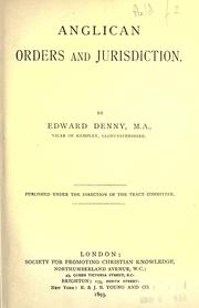 Anglican orders and jurisdiction