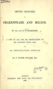 Seven lectures on Shakespeare and Milton by Samuel Taylor Coleridge