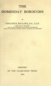 Cover of: The domesday boroughs by Ballard, Adolphus.