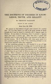 Cover of: The doctrine of degree in knowledge, truth, and reality