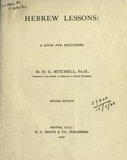 Cover of: Hebrew lessons: a book for beginners.