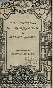 The letters of Runnymede by Benjamin Disraeli
