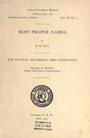 Cover of: Hopi proper names by H. R. Voth