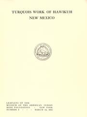 Cover of: Turquois work of Hawikuh, New Mexico.