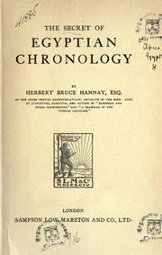 Cover of: The Secret of Egyptian chronology