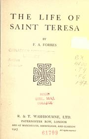 Cover of: The life of Saint Teresa by Frances Alice Forbes