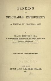 Cover of: Banking and negotiable instruments by Tillyard, Frank Sir