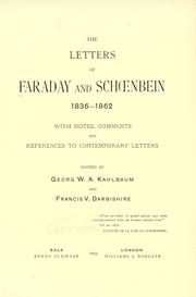 Cover of: The letters of Faraday and Schoenbein 1836-1862. by Michael Faraday