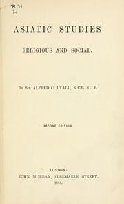 Cover of: Asiatic studies: religious and social.