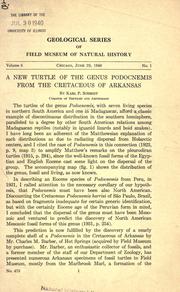 Cover of: A new turtle of the genus Podocnemis from the Cretaceous of Arkansas by Karl Patterson Schmidt