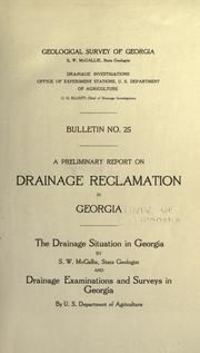 Cover of: A preliminary report on drainage reclamation in Georgia by S. W. McCallie