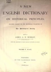 Cover of: A new English dictionary on historical principles (vol 5, pt 1): founded mainly on the materials collected by the Philological Society