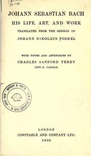 Cover of: Johann Sebastian Bach by Johann Nikolaus Forkel