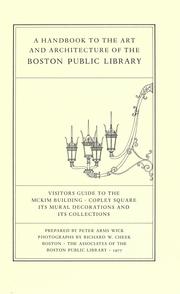 A handbook to the art and architecture of the Boston Public Library by Peter A. Wick