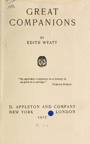 Cover of: Great companions by Edith Franklin Wyatt