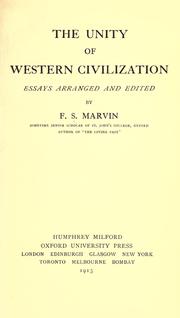 Cover of: The unity of western civilization by Francis Sydney Marvin