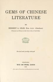 Cover of: Gems of Chinese literature by Herbert Allen Giles