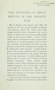 Cover of: The attitude of Great Britain in the present war.
