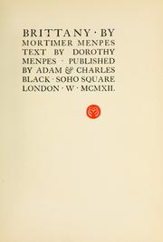 Cover of: Brittany by Menpes, Mortimer