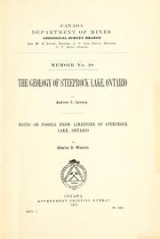 Cover of: The geology of Steeprock Lake, Ontario by Andrew C. Lawson