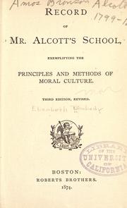 Record of Mr. Alcott's school by Peabody, Elizabeth Palmer