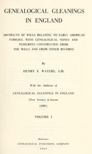 Cover of: Genealogical gleanings in England