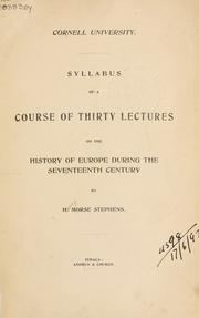 Cover of: Syllabus of courses of lectures on the history of Europe during the 17th, 18th and 19th centuries.