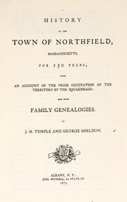 Cover of: A history of the town of Northfield, Massachusetts by J. H. Temple