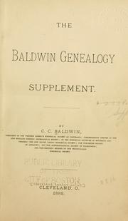 Cover of: The Baldwin genealogy supplement. by Baldwin, C. C.