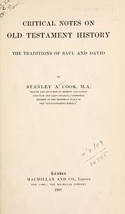 Cover of: Critical notes on Old Testament history: the traditions of Saul and David.