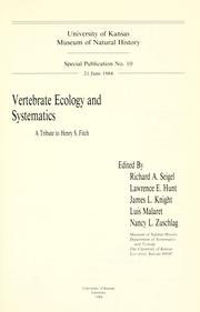 Cover of: Vertebrate ecology and systematics by Richard A. Seigel