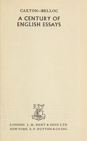 Cover of: A century of English essays by Ernest Rhys