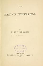 Cover of: The art of investing