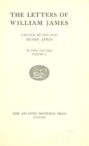 Cover of: The letters of William James