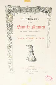Cover of: Patronymica Britannica: a dictionary of the family names of the United Kingdom