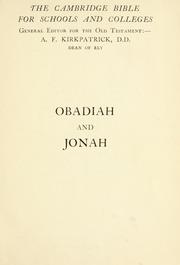 Cover of: Obadiah and Jonah by by H.C.O. Lanchester.