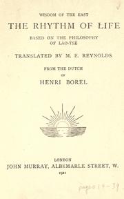 Cover of: The rhythm of life, based on the philosophy of Lao-Tse by Henri Borel