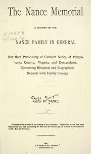 Cover of: The Nance memorial by George Washington Nance