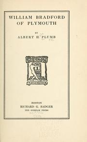 Cover of: William Bradford of Plymouth by Albert Hale Plumb