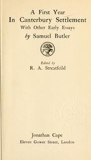 Cover of: A first year in Canterbury settlement, with other early essays by Samuel Butler